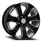 OE Wheels CV93B 22x9 +24 6x139.7mm 78.1mm Black Chrome