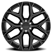 OE Wheels CV98B 22x9 +24 6x139.7mm 78.1mm Black Milled Edge