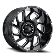 Ultra Carnage 221 20x9 +18 5x139.7mm 106.5mm Gloss Black Milled Accents-Clear Coat