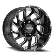 Ultra Carnage 221 20x10 -25 8x170mm 125.2mm Gloss Black Milled Accents-Clear Coat