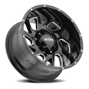 Ultra Carnage 221 20x10 -25 8x165.1mm 125.2mm Gloss Black Milled Accents-Clear Coat