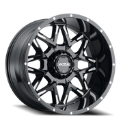 Ultra Carnivore 254 20x12 -44 6x139.7mm 106.1mm Gloss Black Milled Accents-Clear Coat