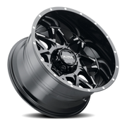 Ultra Carnivore 254 20x12 -44 6x139.7mm 106.1mm Gloss Black Milled Accents-Clear Coat