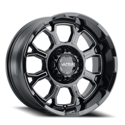 Ultra Commander 124 18x9 +1 6x139.7mm 106.1mm Gloss Black Milled Accents-Clear Coat