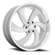 US Mags Desperado 6 24x9 +25 6x135mm 87.1mm Brushed Silver Milled-Diamond Cut Lip