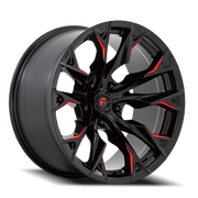Fuel Flame 5 24x12 -44 5x127mm 71.5mm Gloss Black Milled Candy Red