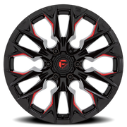 Fuel Flame 5 22x12 -44 5x127mm 71.5mm Gloss Black Milled Candy Red