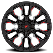Fuel Flame 6 20x10 -18 6x139.7mm 106.1mm Gloss Black Milled Candy Red
