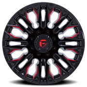 Fuel Flame 8 20x9 +1 8x170mm 125.1mm Gloss Black Milled Candy Red