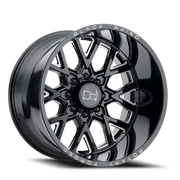 Black Rhino Grimlock 20x11.5 -44 5x127mm 71.6mm Gloss Black Milled Spokes