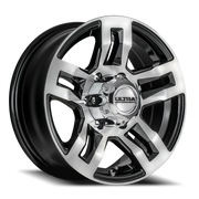 Ultra Hangout Trailer 15x6 +0 6x139.7mm 105mm Gloss Black Diamond Cut Face-Clear Coat