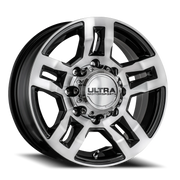 Ultra Hangout Trailer 16x6.5 +0 8x165.1mm 125mm Gloss Black Diamond Cut Face-Clear Coat