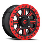 Fuel Hardline UTV 15x7 +38 4x136mm 110.2mm Gloss Red Milled-Beadlock