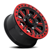 Fuel Hardline UTV 15x7 +38 4x156mm 132mm Gloss Red Milled-Beadlock