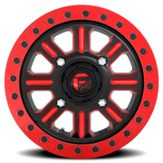Fuel Hardline UTV 15x7 +38 4x136mm 110.2mm Gloss Red Milled-Beadlock