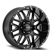 Ultra Hunter 203 20x9 -12 6x139.7mm 106.1mm Gloss Black Milled Accents-Clear Coat