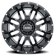 Ultra Hunter 203 18x9 +18 6x139.7mm 106.1mm Gloss Black Milled Accents-Clear Coat