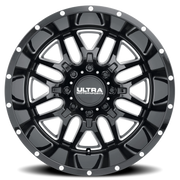 Ultra Hunter 203 20x9 -12 8x165.1mm 125.2mm Gloss Black Milled Accents-Clear Coat