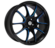 Konig Illusion 18x8 +45 5x114.3mm 73.1mm Gloss Black Blue Ball Cut