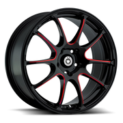 Konig Illusion 17x7 +40 5x100mm 73.1mm Gloss Black Red Ball Cut