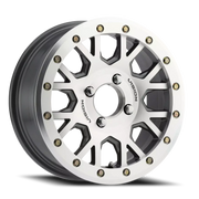 Vision GV8BL 15x6 +32 4x110mm 86mm Gunmetal Machined Face-Machined Ring-Gold Rivets