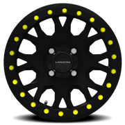 Vision GV8BL 15x6 +38 4x110mm 86mm Satin Black Gold Rivets