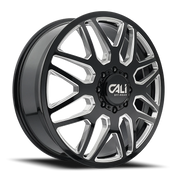 Cali Offroad Invader Dually 22x8.25 +115 8x210mm 154.2mm Gloss Black Milled Spokes