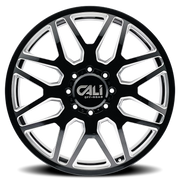 Cali Offroad Invader Dually 22x8.25 +115 8x165.1mm 121.3mm Gloss Black Milled Spokes