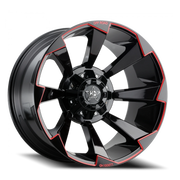 Luxxx HD LHD16 20x9 -12 6x135mm 106.1mm Gloss Black Red Milled