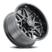 Luxxx HD LHD17 20x9 -12 5x127mm 78.1mm Gloss Black Milled-Chrome Spike Rivets