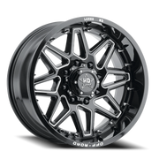 Luxxx HD LHD17 20x10 -18 6x139.7mm 106.1mm Gloss Black Milled-Chrome Spike Rivets