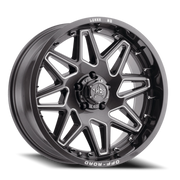 Luxxx HD LHD17 20x10 -18 6x139.7mm 106.1mm Lava Gray Milled-Chrome Spike Rivets