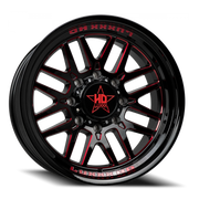Luxxx HD LHD20 20x10 -18 8x180mm 125mm Gloss Black Red Milled