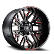 Luxxx HD LHD25 20x10 -18 6x135mm 106.1mm Gloss Black Red Milled