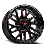 Luxxx HD LHD29 20x10 -18 6x135mm 87.1mm Gloss Black Red Milled