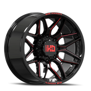 Luxxx HD LHD36 20x10 -19 5x127mm 78.1mm Gloss Black Red Milled