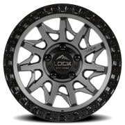 Lock Offroad Lunatic 17x9 +1 5x127mm 71.6mm Matte Grey Matte Black Ring