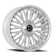Dolce Luxury Lusso 22x9 +15 5x112mm 73.1mm Gloss Silver Brushed Face-Stainless Lip