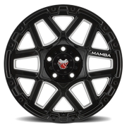 Mamba M23 18x9 +12 5x150mm 110.1mm Gloss Black Machined Ball Cut