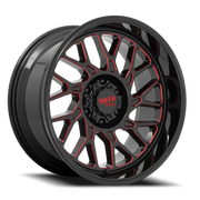 Moto Metal MO805 22x10 -18 6x139.7mm 106.1mm Gloss Black Milled-Red Tint