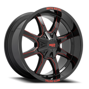 Moto Metal MO970 20x9 +0 6x135mm 106.1mm Gloss Black Milled-Red Accents