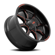 Moto Metal MO970 20x10 -18 5x139.7mm 110.1mm Gloss Black Milled-Red Accents