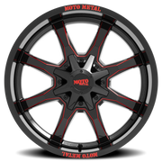 Moto Metal MO970 20x9 +0 6x135mm 106.1mm Gloss Black Milled-Red Accents