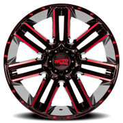 Moto Metal MO978 22x12 -44 5x127mm 78.3mm Satin Black Machined-Red Clear Coat