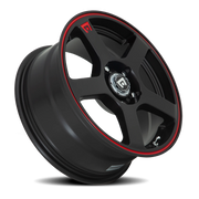 Motegi MR116 FS5 18x8 +35 5x114.3mm 74.1mm Matte Black Red Stripe