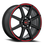 Motegi MR142 CS8 17x7 +40 5x114.3mm 74.1mm Satin Black Red Stripe