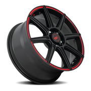 Motegi MR142 CS8 15x6.5 +40 5x100mm 72.6mm Satin Black Red Stripe