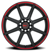 Motegi MR142 CS8 15x6.5 +40 5x100mm 72.6mm Satin Black Red Stripe