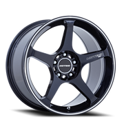Motegi MR159 Battle V 18x9.5 +15 5x114.3mm 72.56mm Obsidian Blue Machined Lip Stripe