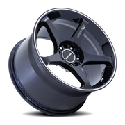 Motegi MR159 Battle V 18x8.5 +30 5x100mm 56.15mm Obsidian Blue Machined Lip Stripe